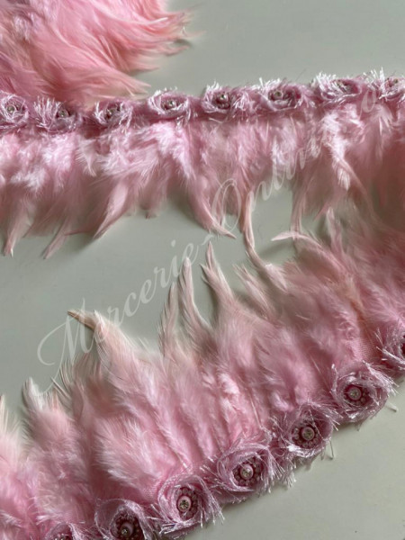 Banda pene cocos cu aplicatie strasuri, Baby Pink (la metru) Cod:2123 - Img 2