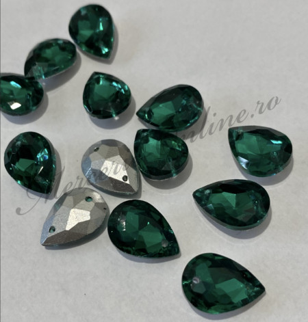 Cristale de cusut sticla, Emerald, 10x14mm (5bucati/pachet) Cod:2205