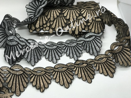 Dantela Brodata cu Lurex, cca 6cm (la metru) Cod:0641