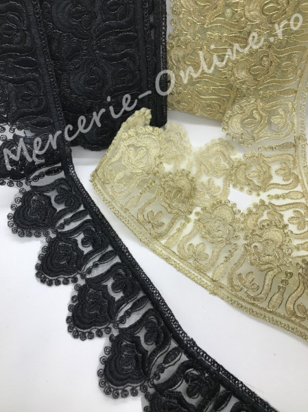Dantela Brodata cu Lurex, cca 8cm, mai mult culori disponibile (la metru) Cod:0256