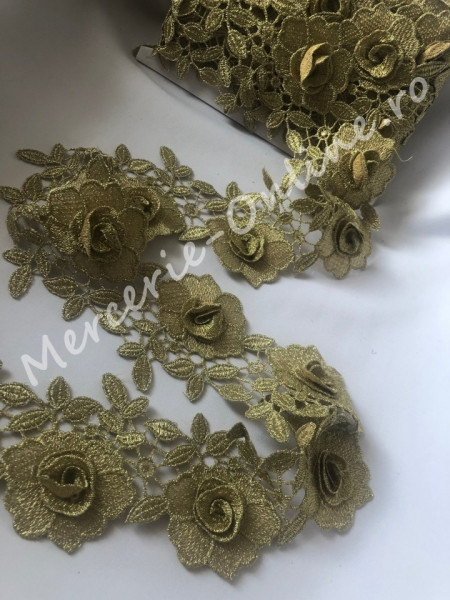 Dantela Flori 3D cu lurex, cca 8cm (la metru) Cod:0814 - Img 3