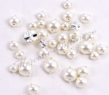 Jumatati perle de cusut, Mix Sizes, Ivoire, (100bucati/pachet) Cod:7300
