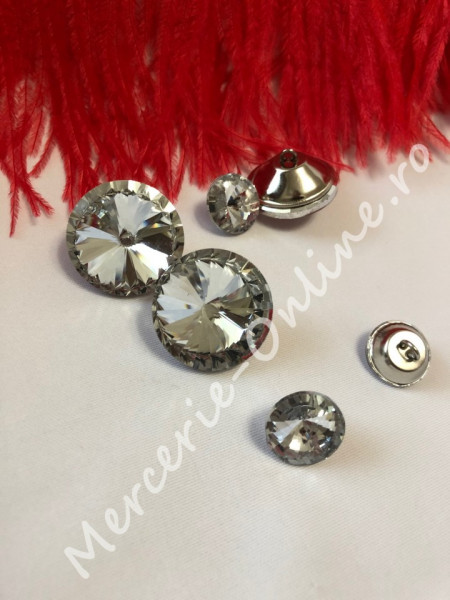 Nasturi Bijuterie pentru Tapiterie, Marimi 18mm/20mm/25mm/30mm, Crystal, (la bucata) Cod:1049 - Img 2