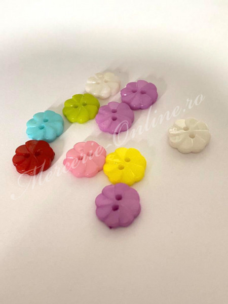 Nasturi Plastic Flori, mix culori, 13mm, (10bucati/set) Cod:2278