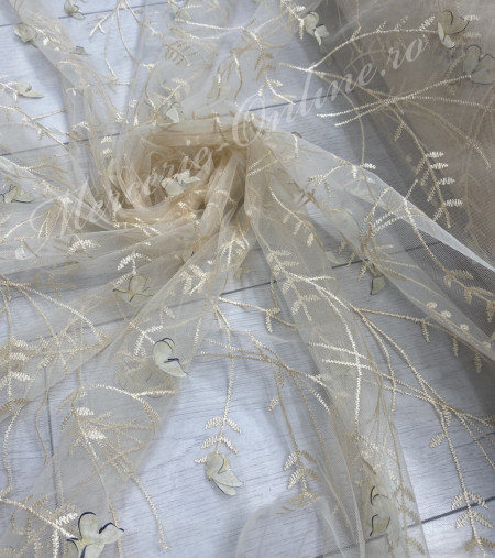 Tull Brodat cu Fluturi 3D, latime 130cm (la metru), Cod:2739 - Img 6