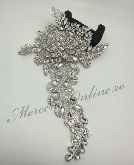 Aplicatie Termoadeziva Floare 3D cu Cristale, Crystal, 18x29xm (la bucata) Cod:3518