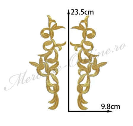 Aplicatie termoadeziva lurex, cca 23.5x9.8cm, (la pereche) Cod:3632