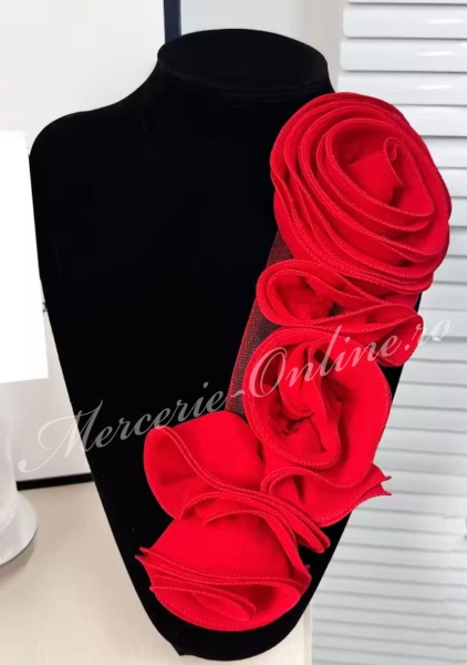 Aplicatie voal tip floare 3D, cca 13x30cm, (la bucata) Cod:3461