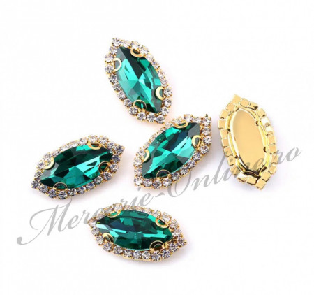 Cristale de cusut sticla, Green, 10x20mm (4bucati/pachet) Cod:2573 - Img 2