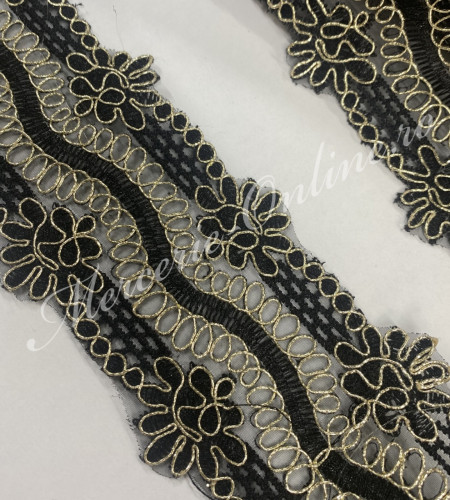 Dantela Brodata cu lurex, cca 8cm (la metru) Cod:0596 - Img 2