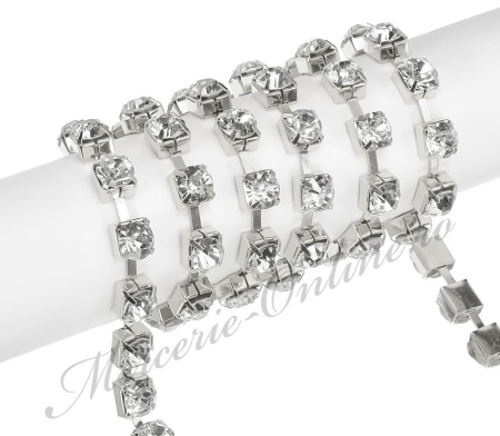 Lant decorativ cu strasuri, 8mm, Crystal (la metru) Cod:3480