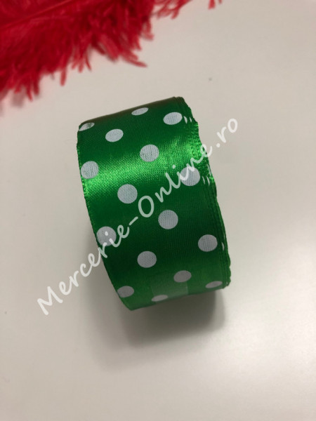 Panglica satin cu buline, latime 4cm, (23metri/rola) Cod:1248 - Img 3