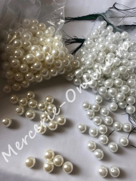Perle plastic cu gaura, 25mm, Alb/Ivoire, (500grame/punga) Cod:4114 - Img 4