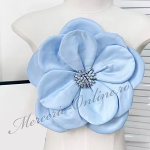 Aplicatie Floare 3D din Tafta, 29cm, Blue (la bucata) Cod:3487