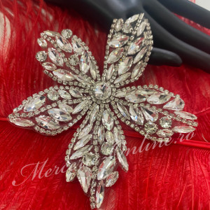 Aplicatie Termoadeziva Floare cu Cristale, Crystal, 13cm (la bucata) Cod:3050