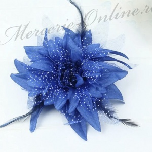 Aplicatie textila Floare cu Pene tip brosa, 15cm (la bucata) Cod:3254
