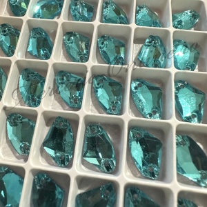 Cristale de cusut sticla, Aquamarine, 9x14mm (6bucati/pachet) Cod:3412