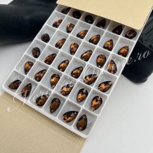 Cristale de cusut sticla, Smoked Topaz, 7x12mm (6bucati/pachet) Cod:4170