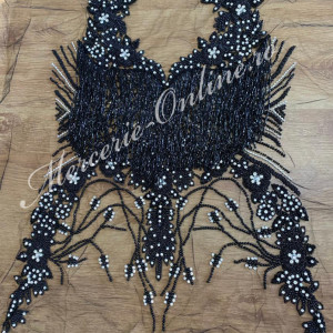 Cupon Aplicatii pt rochie cu franjuri din margele, perle, strasuri si cristale, (la bucata) Cod:2230 - Img 3
