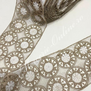 Dantela Brodata cu Lurex, cca 12cm (la metru) Cod:2366