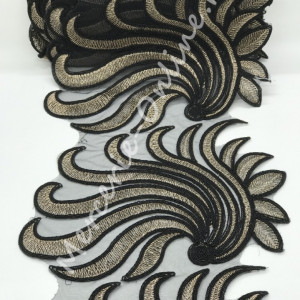 Dantela Brodata cu Lurex, cca 21cm, mai multe culori disponibile (la metru) Cod:0636 - Img 3
