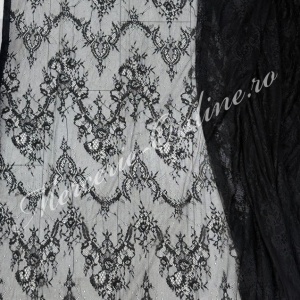 Dantela fina Chantilly, cca 150cm, Negru (la bucata) Cod:4149 - Img 2