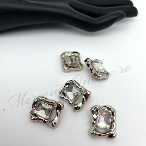 Nasturi Metalici cu Strasuri, 20x17mm, (5bucati/set) Cod:3672 - Img 2