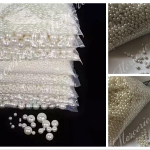 Perle plastic cu gaura, 25mm, Alb/Ivoire, (500grame/punga) Cod:4114