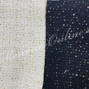 Stofa Tweed cu Paiete Fine Aurii, (la metru) Cod:3676
