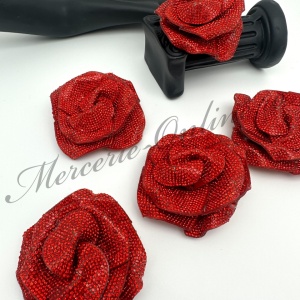 Aplicatie Floare 3D tip Trandafir cu Strasuri, 6cm(la bucata) Cod:3352 - Img 3