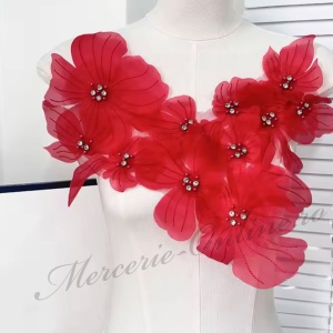 Aplicatie Organza Flori 3D, cca 36x40cm, (la bucata) Cod:3462 - Img 3