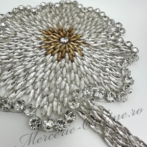 Aplicatie Termoadeziva Floare Strasuri, 22x61cm (la bucata) Cod:3540 - Img 2