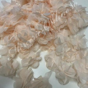 Banda pasmanterie flori 3D voal, Bej Deschis, cca 5cm (la metru) Cod:2070