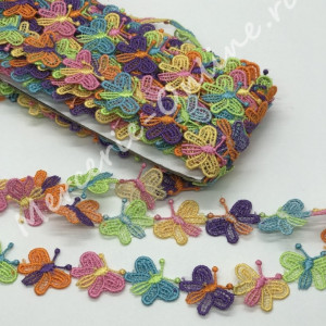 Banda pasmanterie fluturi, cca 2cm (la metru) Cod:0537