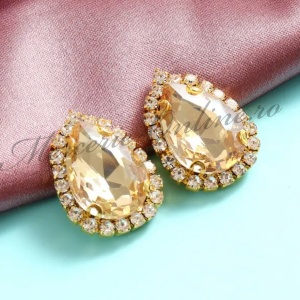 Cristale de cusut sticla, Champagne, 18x22mm (2bucati/pachet) Cod:3302