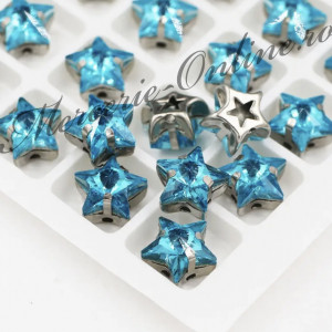 Cristale de cusut sticla forma stea, Sea Blue, 10mm (5bucati/pachet) Cod:2686