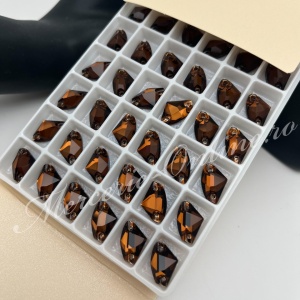Cristale de cusut sticla, Smoked Topaz, 9x14mm (6bucati/pachet) Cod:4167