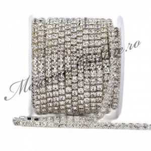 Lant decorativ cu strasuri, 2mm, Crystal/Gold (la metru) Cod:2401 - Img 3