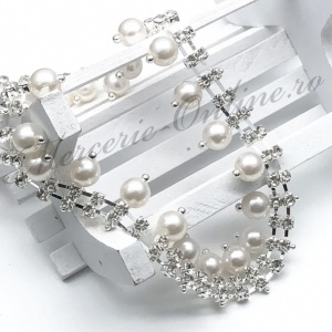 Lant decorativ cu strasuri si perle, 2cm (la metru) Cod:2618 - Img 2