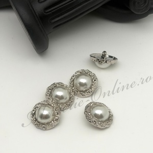 Nasturi Metalici cu Perle, 23mm (5bucati/set) Cod:3737 - Img 2