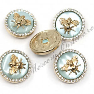 Nasturi Metalici cu Strasuri, 23mm, (5bucati/set) Cod:2656
