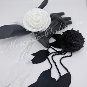 Aplicatie floare 3D cu margele, cca 27cm (la bucata) Cod:4052