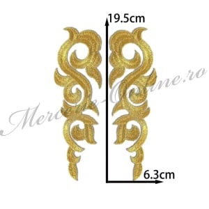 Aplicatie termoadeziva lurex, cca 19.5x6.3cm, (la pereche) Cod:3635