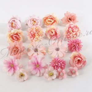 Aplicatii Flori Artificiale 3D, Roz (20bucati/set) Cod:3257