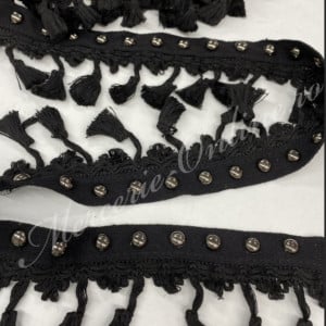 Banda pasmanterie bumbac cu ciucuri, cca 7cm (la metru) Cod:2750