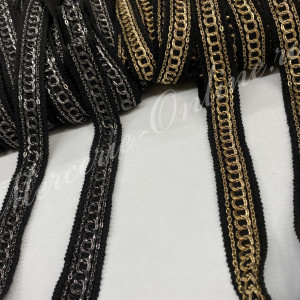 Banda pasmanterie cu lant metalic, cca 2.5cm (la metru) Cod:2863