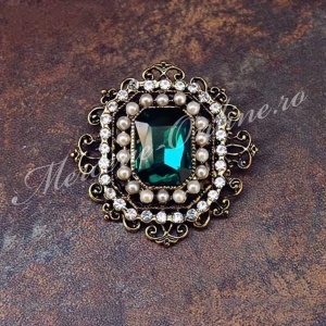 Brosa Vintage cu perle, 4x4.4cm (la bucata) Cod:3473