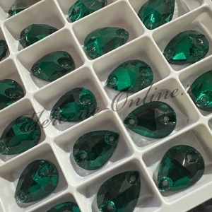 Cristale de cusut sticla, Emerald, 10x14mm (4bucati/pachet) Cod:3415 - Img 2