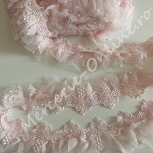 Dantela cu tull si perle, cca 7cm (la metru) Cod:1344 - Img 2