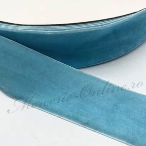 Panglica catifea, Bleu, latime 4cm (la rola) Cod:3353